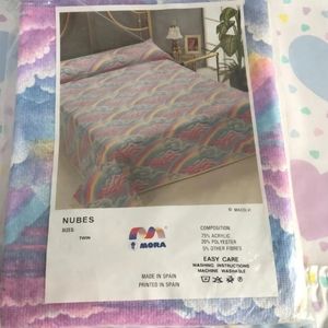 Vintage Rainbow Bedspread Bedding Bed Sheets Cover Retro Flat Twin New Spain